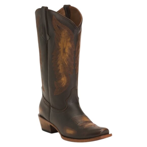 TANNER MARK Made In Mexico Leather Penny Lane Blunt Toe Western Boots - Picture 1 of 3